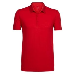 Icebreaker Men's Red Merino Wool Intrapid Performance luxory Polo Shirt Medium